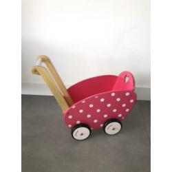 Houten Poppenwagen Janod, wiegje, strijkplank