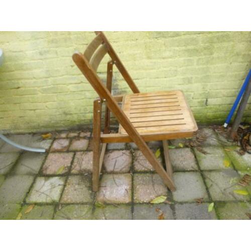 3 houten klapstoelen, vintage, houten zitting,