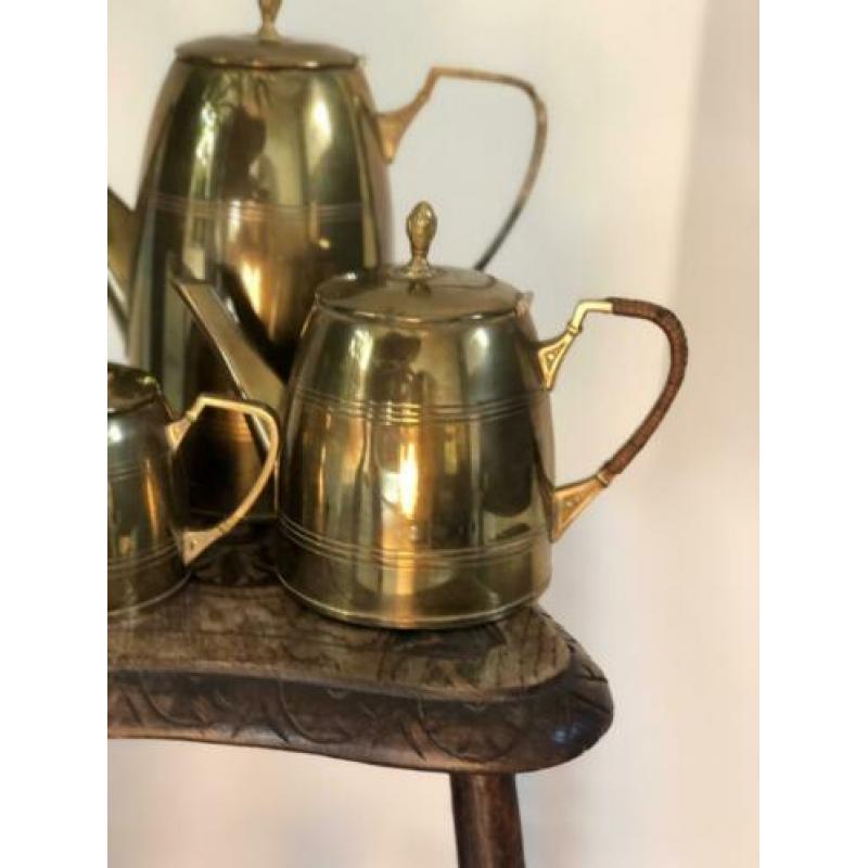 Vintage antieke messing thee en koffie stel