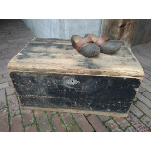 Stoere oude brocante houten kist 65x39x32,5cm *Etage3*