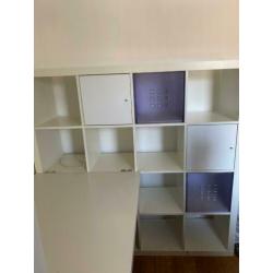Ikea kallax bureau en kast icl. 2 kastjes 4 bakken