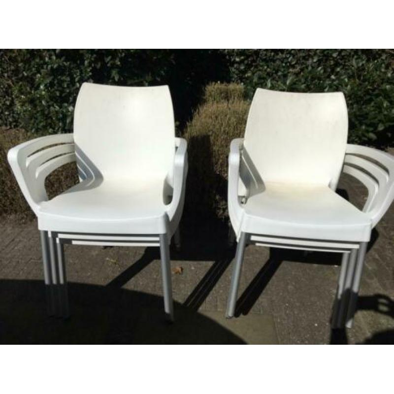 Kunststof tuinstoel 6x wit