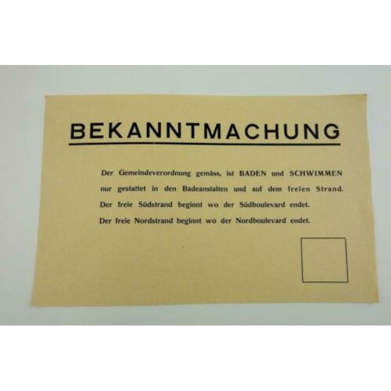 Duitse ww2 strand bekendmaking poster