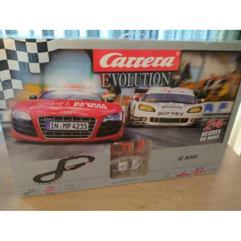 Carrera Evolution slot-car baan Le-Mans Pacecar & Corvette
