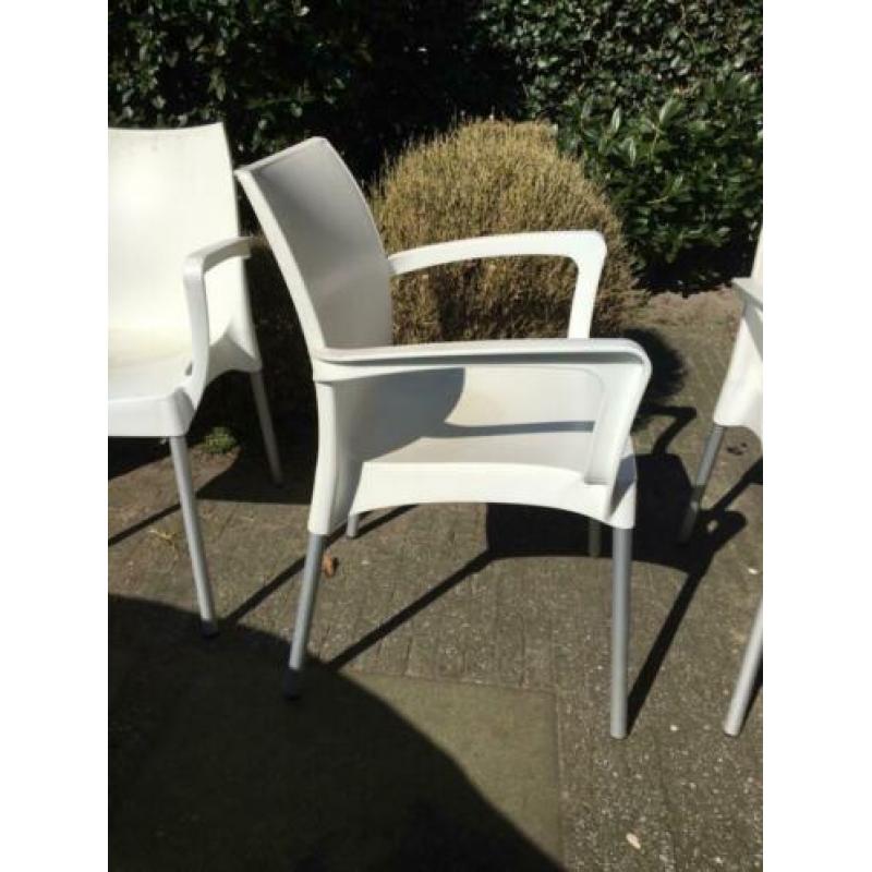 Kunststof tuinstoel 6x wit
