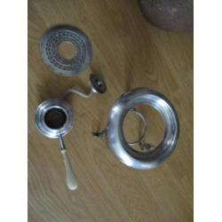 Verzilverde theepot warmhouder met lont en bakelietten