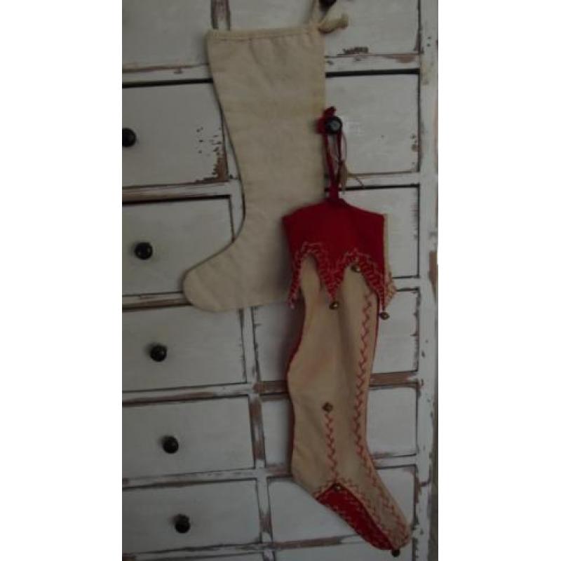 2x kerstsok kerst sok 1900 oude oud antiek antieke wit