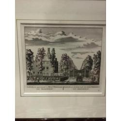 4 ingelijste pentekeningen uit 1732 (Rhijnlands)
