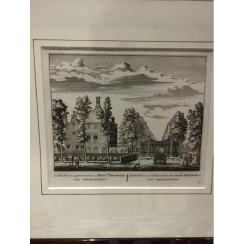 4 ingelijste pentekeningen uit 1732 (Rhijnlands)