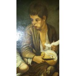 Groot antiek schilderij Murillo de Meloeneters 160cmx120cm