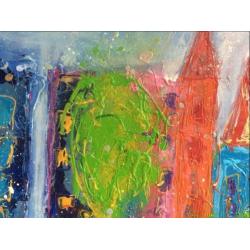 Grote abstracte kunst stad veel verf