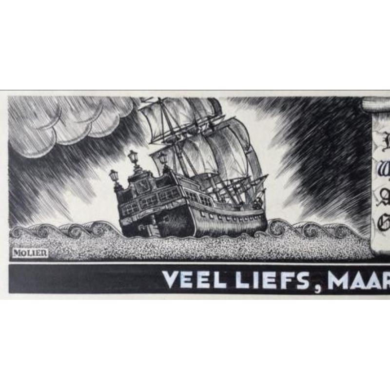 MOLIER. Originele tekening oostindische inkt