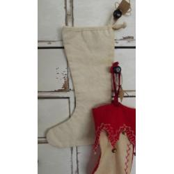 2x kerstsok kerst sok 1900 oude oud antiek antieke wit