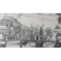 Originele tekening Zitko 1990 Praag Nationaal Theater