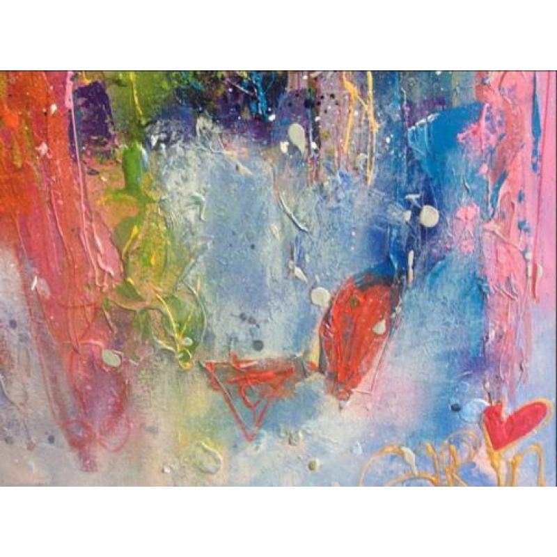 Grote abstracte kunst stad veel verf