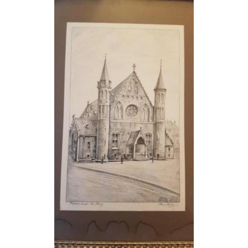 Unieke Tekening Ridderzaal Den Haag Hans Berk ong. 1920.