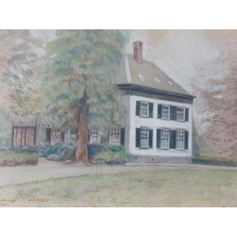Tekening pastorie Hemmen C. A.. Heuff Tiel 1981.