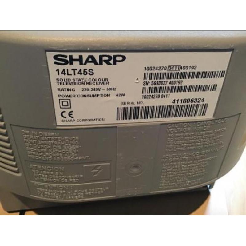 Sharp kleurentelevisie 14 inch, zilverkleurig, met teletekst
