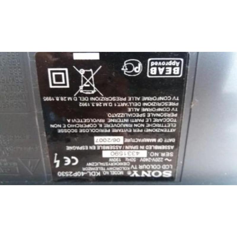 Kapotte tv Sony Bravia KDL-4OP2530