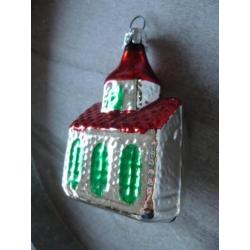 Brocante oude kerstbal, kerkje 07