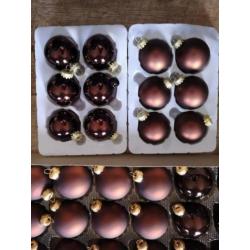 Set kerstballen bruin brons glas en plastic