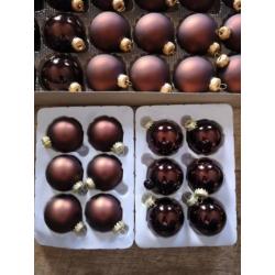 Set kerstballen bruin brons glas en plastic