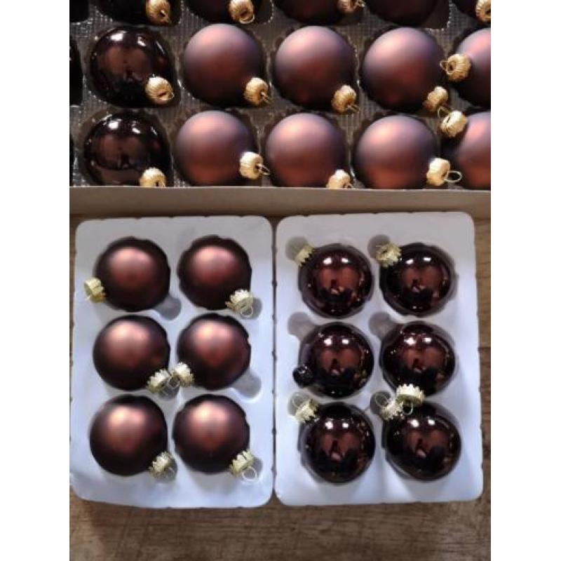 Set kerstballen bruin brons glas en plastic