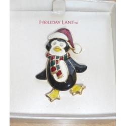 Kerstpinguins als broche