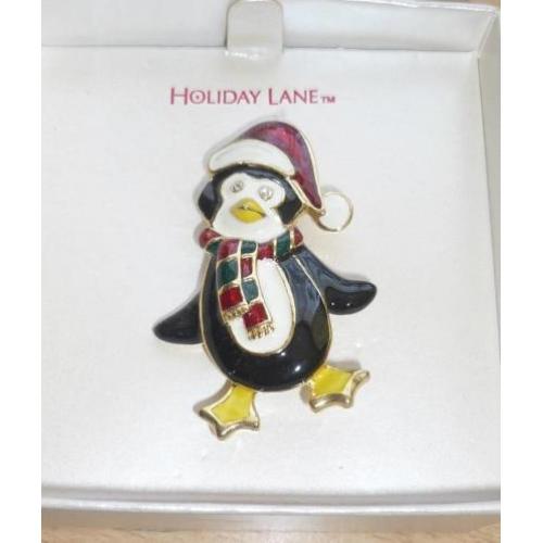 Kerstpinguins als broche