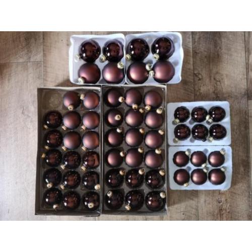 Set kerstballen bruin brons glas en plastic