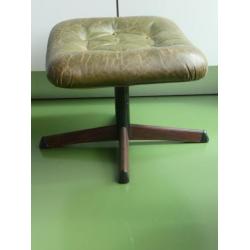 vintage leren voeten bank ottoman groen bruin