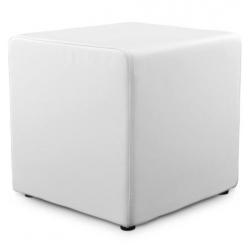 Poef 'CUBE' voor de woonkamer uit wit imitatieleder