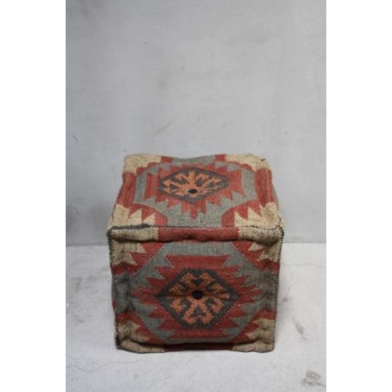 Landelijke Kelim Poef Puur Vintage Voetenbank Bohemian Poef