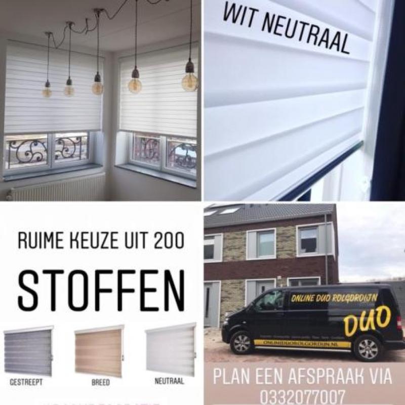 Dubbele rolgordijn op maat wit zwart bruin creme grijs goud