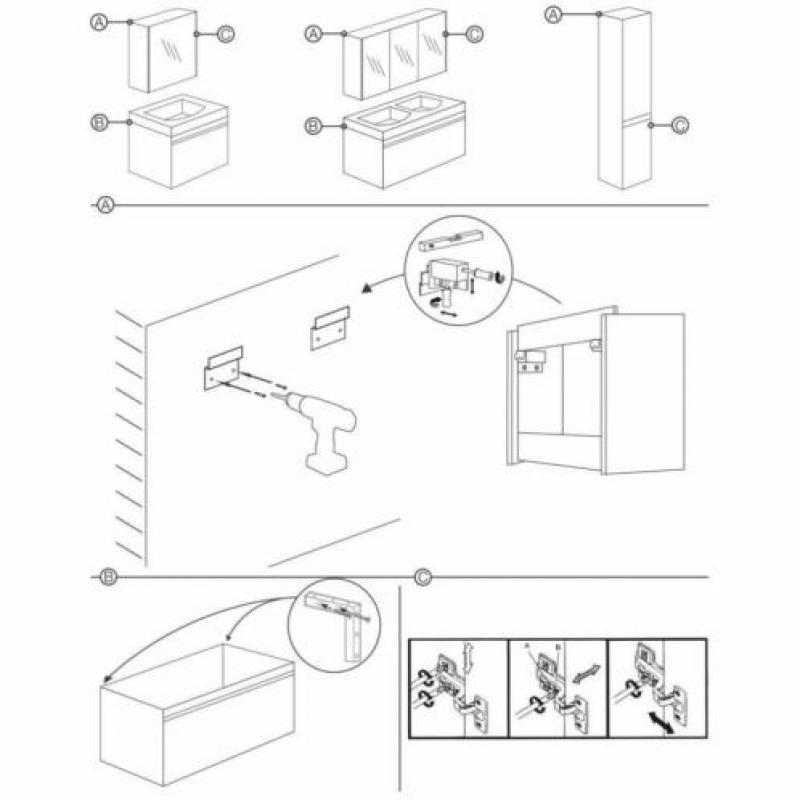 Badmeubelset Differnz Shout 60x49x45 cm Wit (Excl verlich...