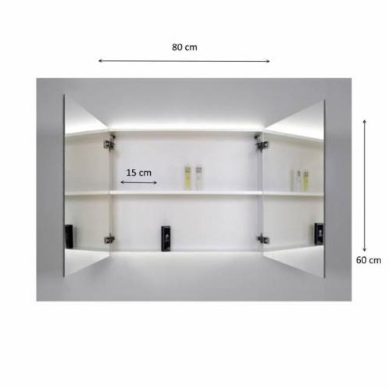Spiegelkast Sanicare Qlassics Ambiance 80 cm 2 Deuren Ant...