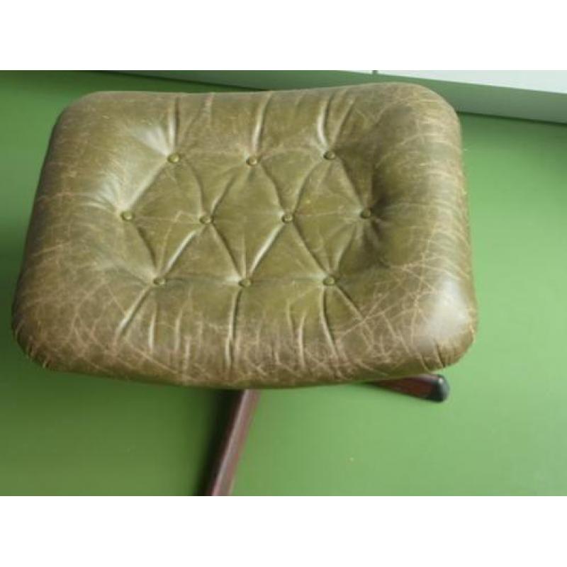 vintage leren voeten bank ottoman groen bruin