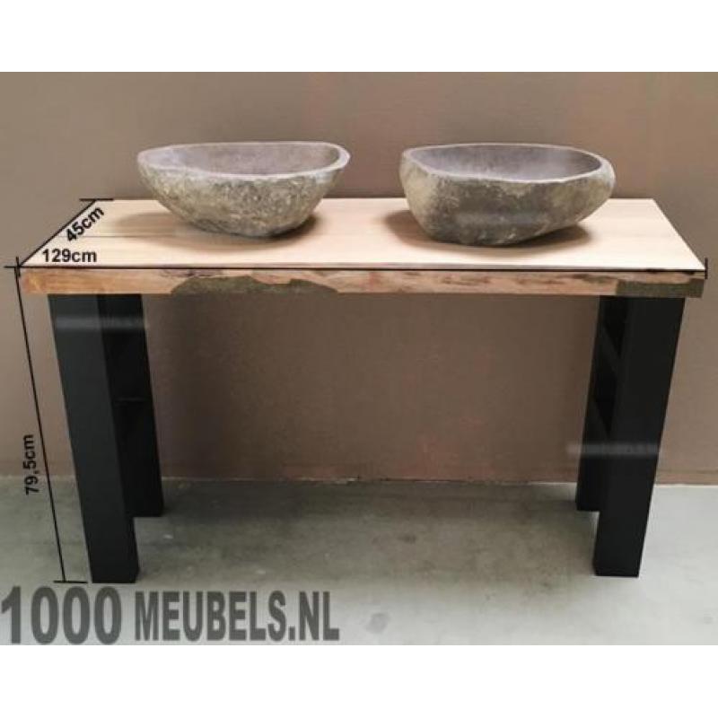 Natuursteen wasbak - 40x50x15 129,- ook wastafelblad 45x129