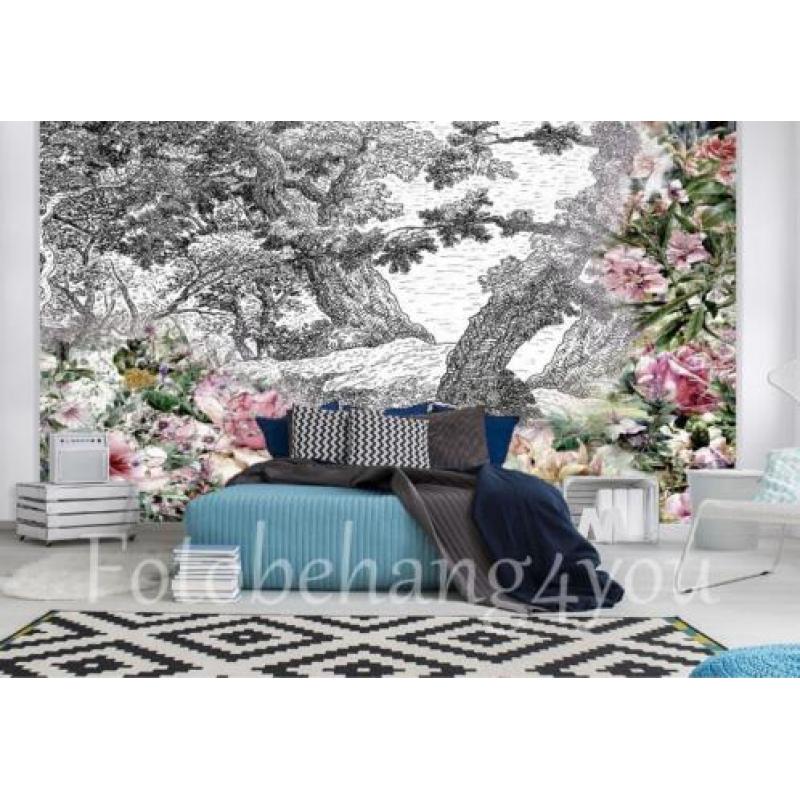 Bloemen fotobehang tuinbloemen, Diverse afm. *Fotobehang4you