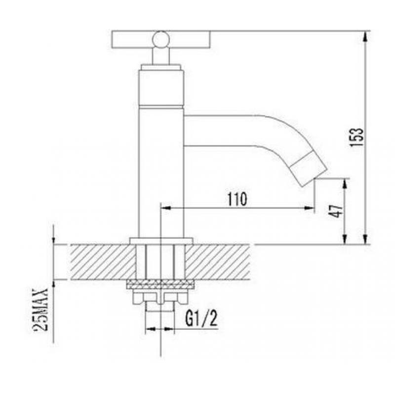 Cross toiletkraan 1/2" chroom